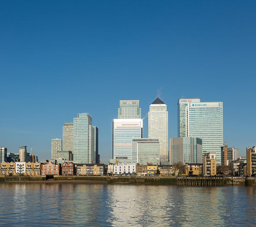 Canary Wharf Skyline Business District Banks London England